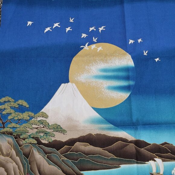 Japanese Hokusai Wave Mt Fuji Print Fabric Square Kona Bay Fabrics - Picture 2 of 5